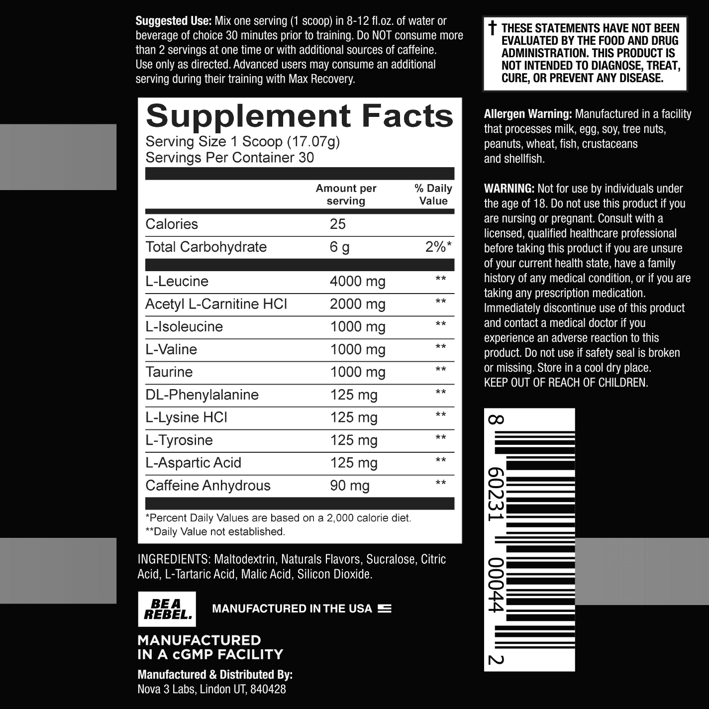 max perform supplement facts
