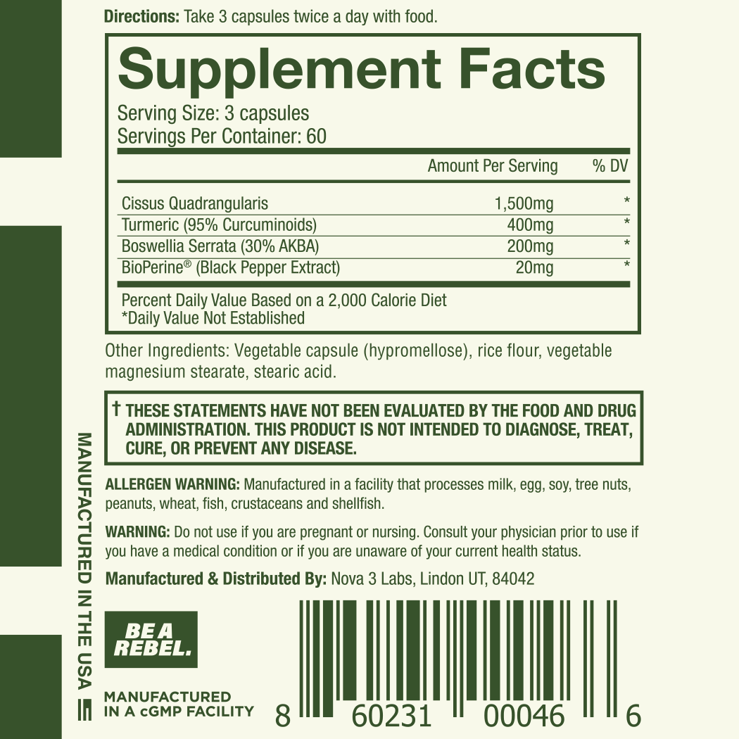 Max Rehab Supplement facts